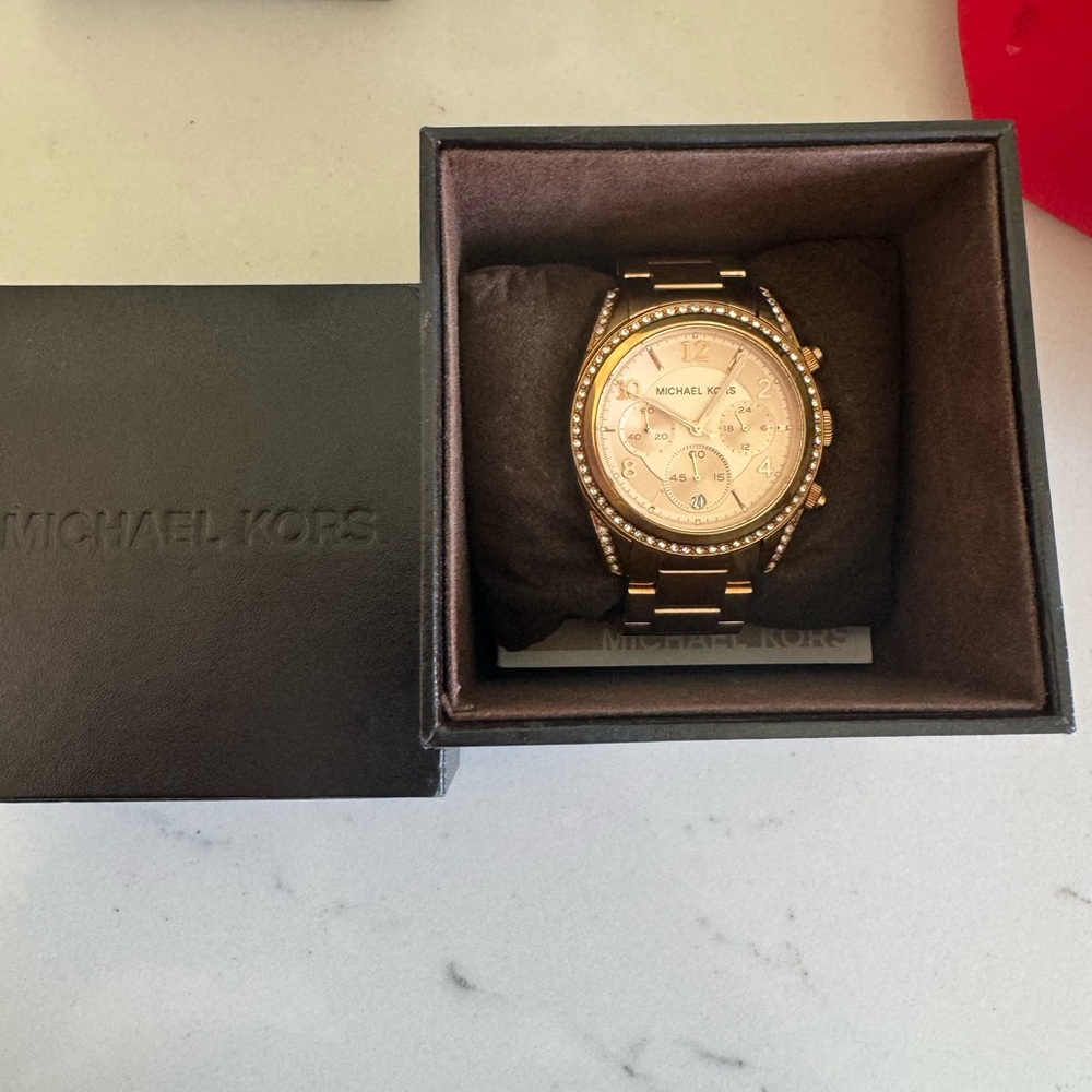 Michael Kors Rose Gold Watch with Crystal Accents